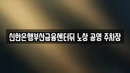 신한은행부산금융센터뒤 노상 공영 주차장